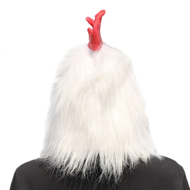 Maschere animali realistiche con capelli maschera gallo bianco copricapo masquerade stage performance puntelli