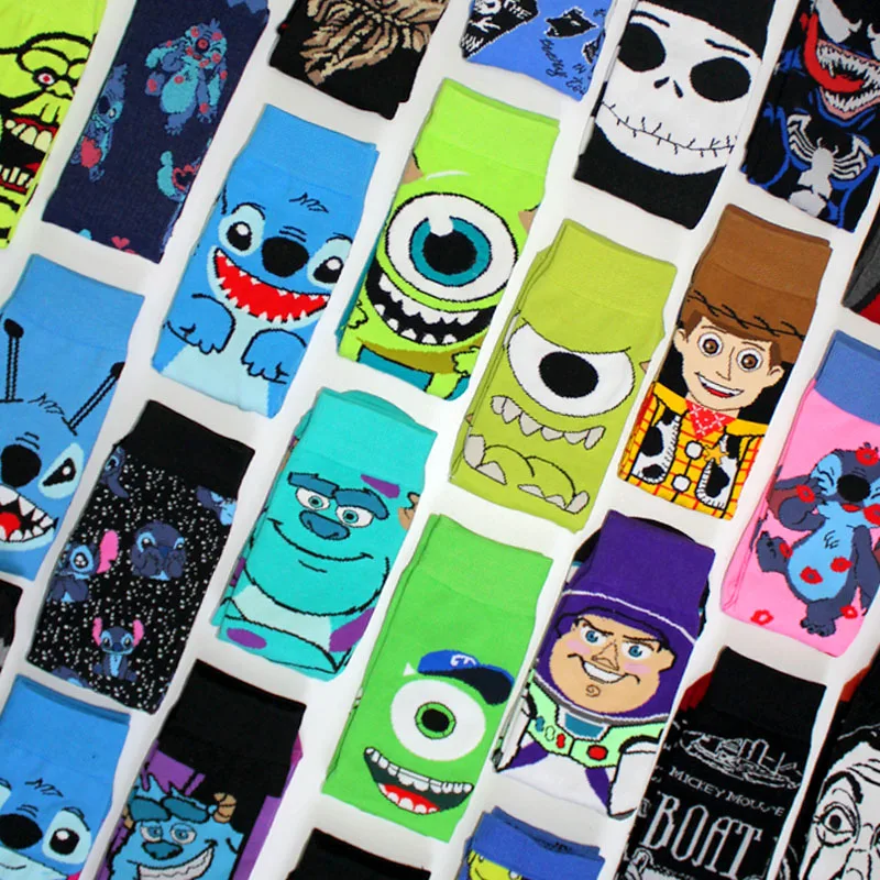 55 Style New Design Long Men Socks High Quality Cartoon Characters Men/Women Comfortable Fashion Happy Funny Socks Anime Socks