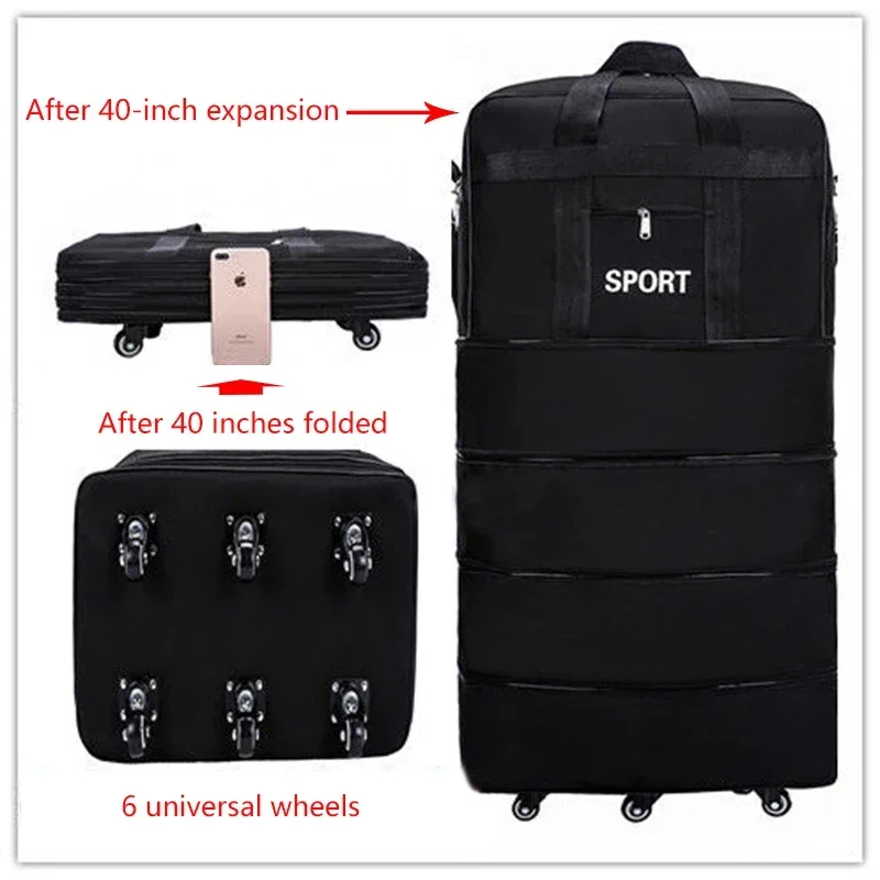 Large-capacity 158 air checked bag universal wheel Travel bag abroad study Oxford cloth folding airplane luggage suitcase