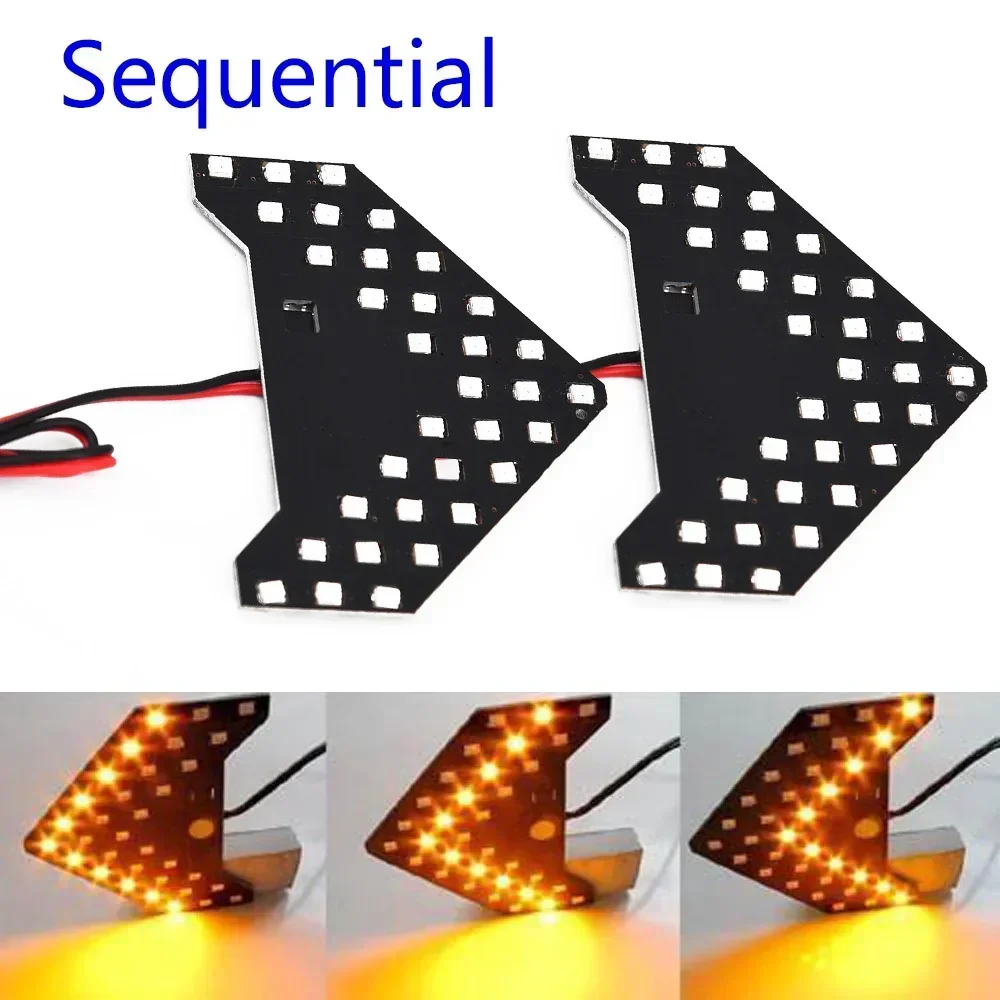 33SMD LED- Yellow- Vehicles Rear View Mirror Lamp Arrow- Steering Light 6500~7000K 12V DC- Turn Signal Lights Accessories