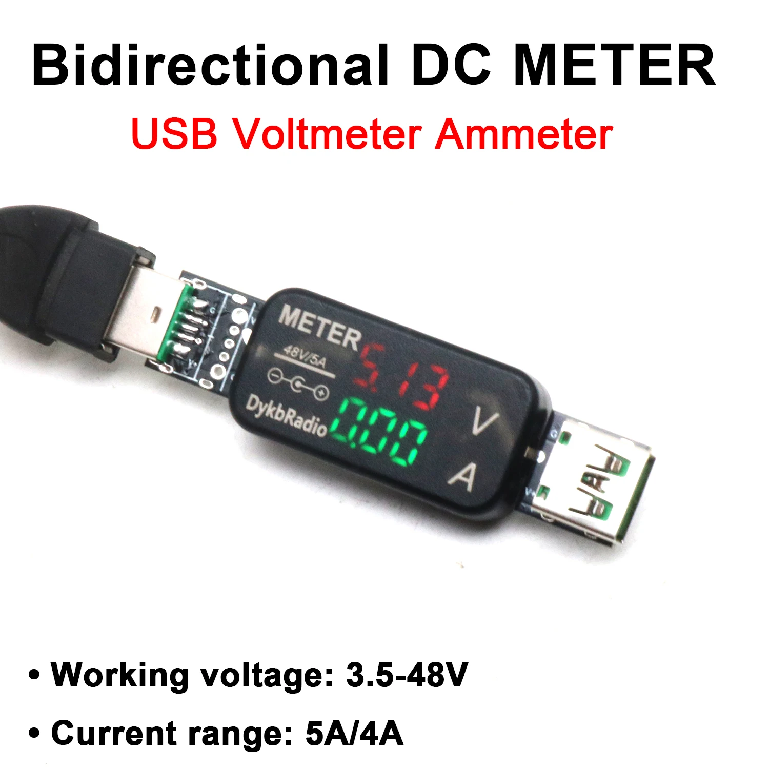DC Meter 48V 5A Bidirectional USB Voltage Current Monitor digital Voltmeter Ammeter Display battery Charger Discharger Tester