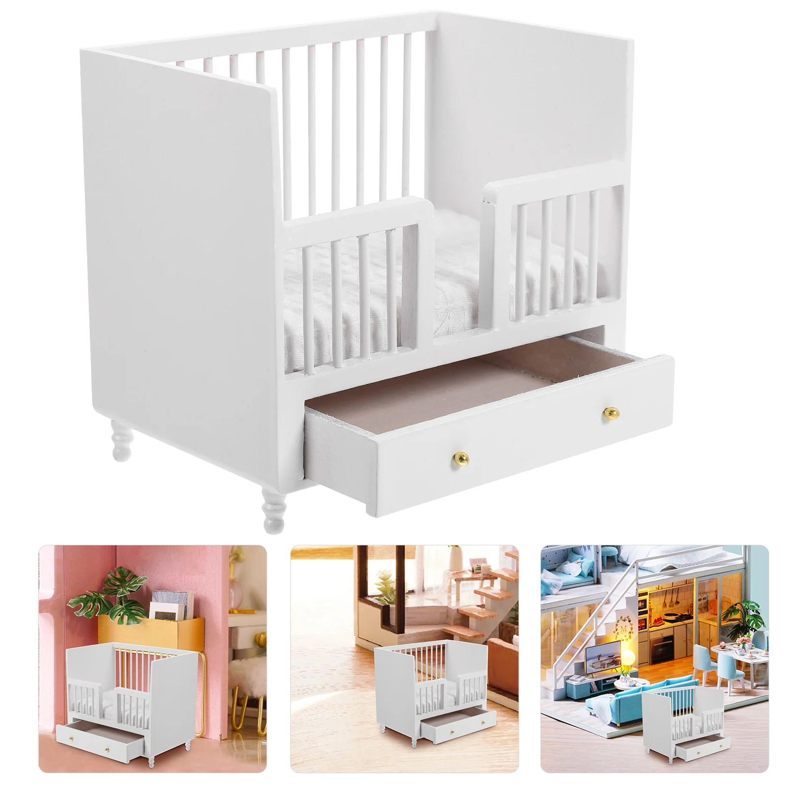 Mini meuble de maison en bois pour bébé, accessoire photo, petit lit