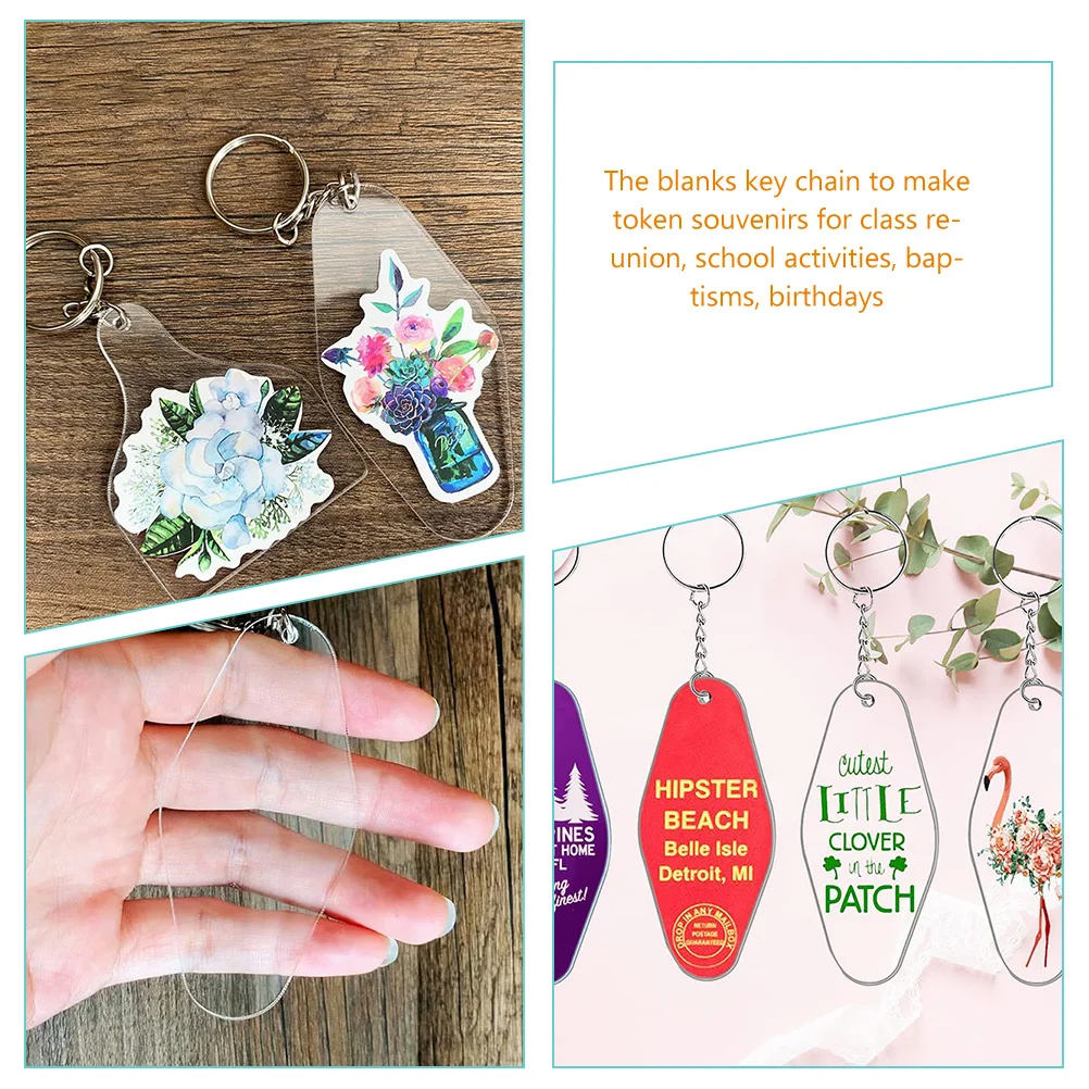 

30 set Blank Acrylic Chain Diy Tags For Luggage Label Key Pendant Decor Identification Tags Key Ring Organizers