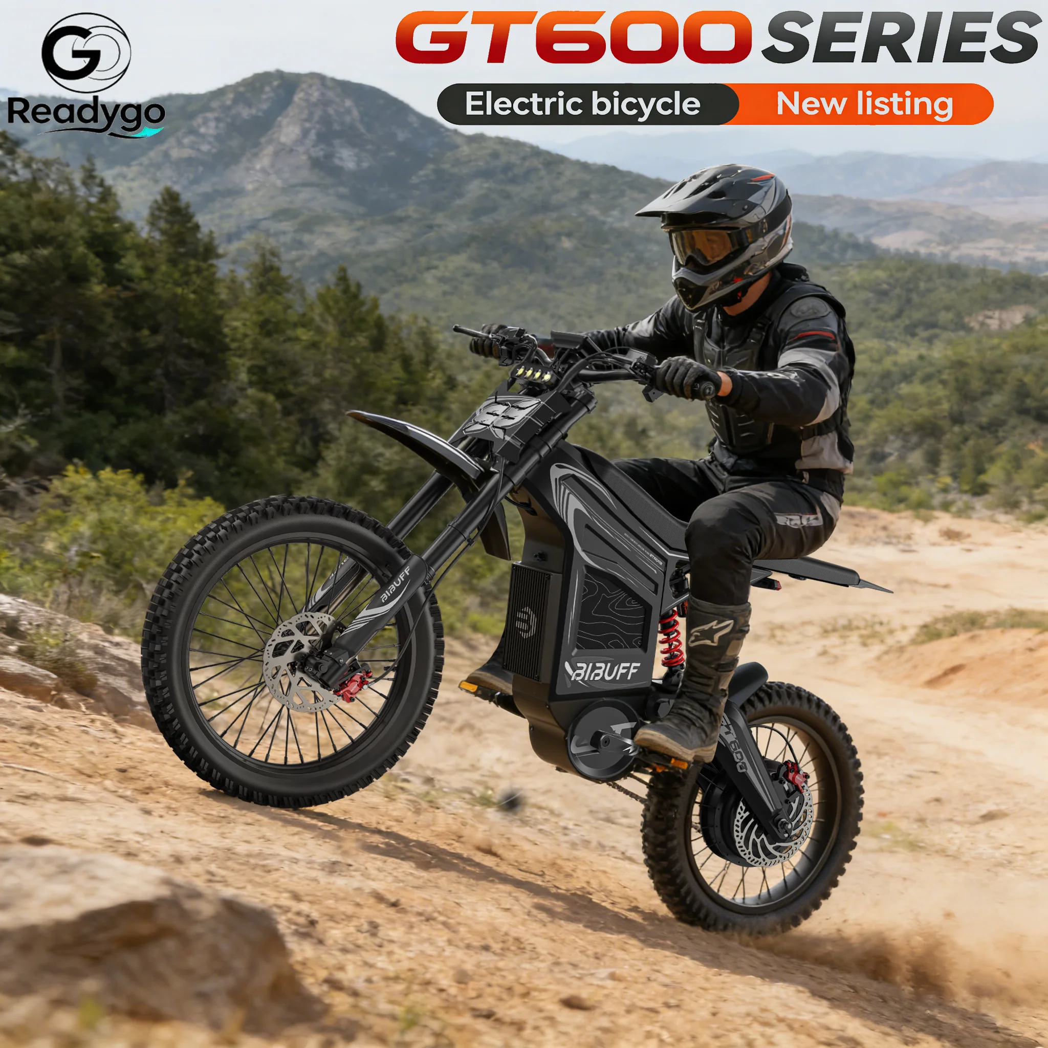 

Readygo BIBUFF GT600 EKXBike 85Km/h Off-Road Ebike 72V30AH Lithium Battery ebike 7500W Brushless Motor Adult Electric Motorcycle