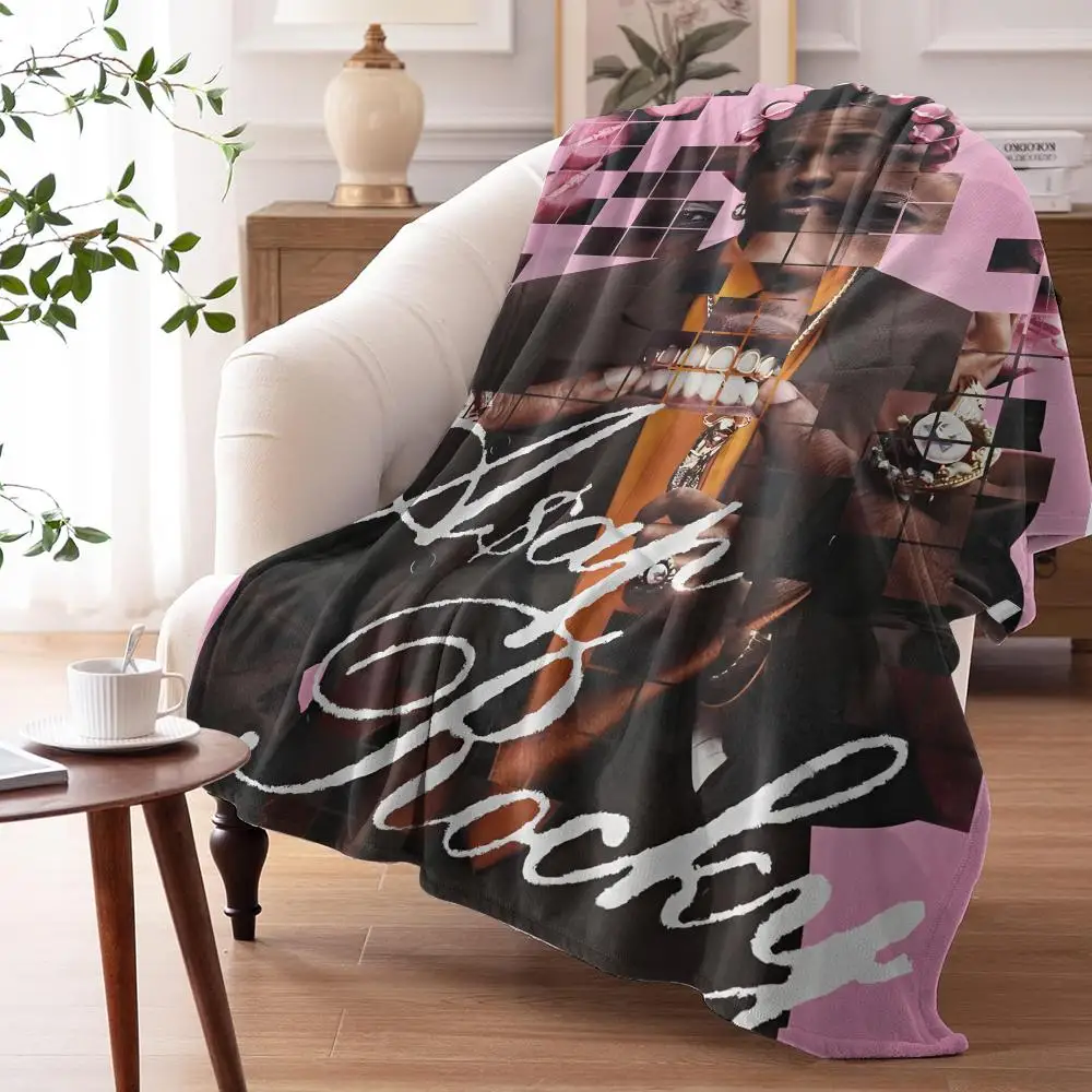 Rapper A-A$AP Rocky ASAP Throw 240G Lightweight Throw Blanket Soft Cozy Fleece Blanket for Sofa Bed Home Decor