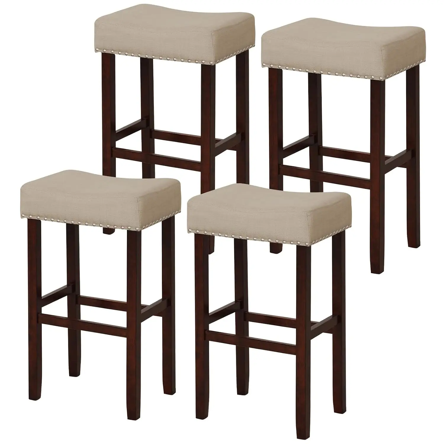 Wooden Saddle Stools 4-Pack, 29.5