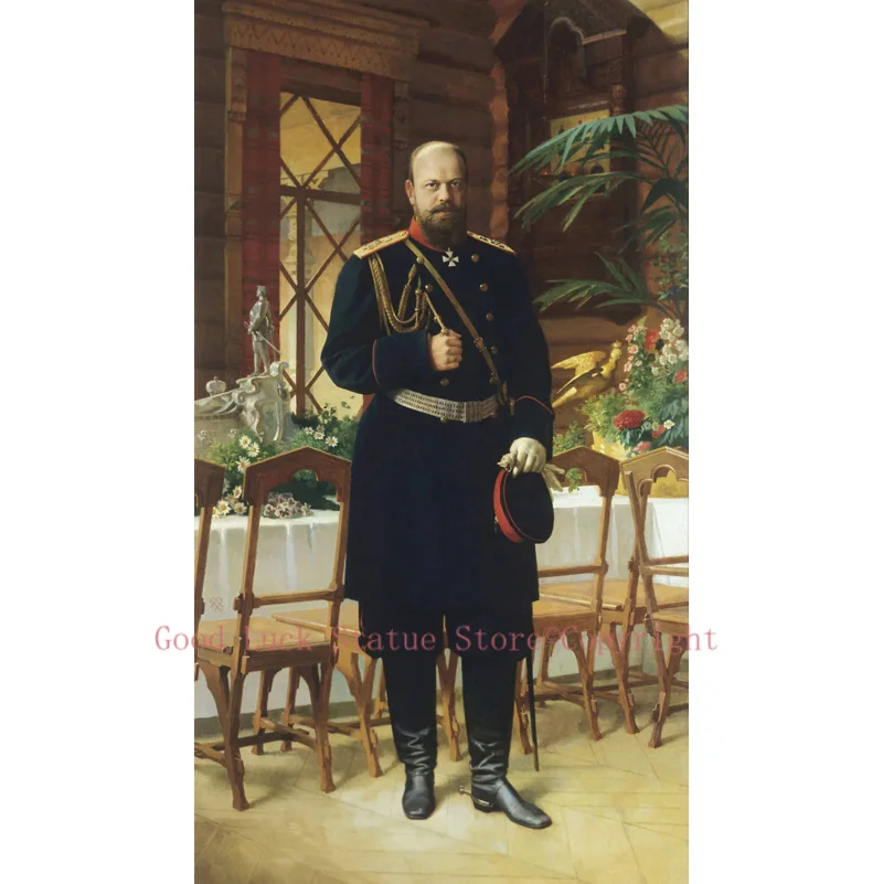 GOOD ART # HOME OFFICE art -Emperor of Russia Russian Tsar Alexander-III Portrait print painting on canvas--free ship