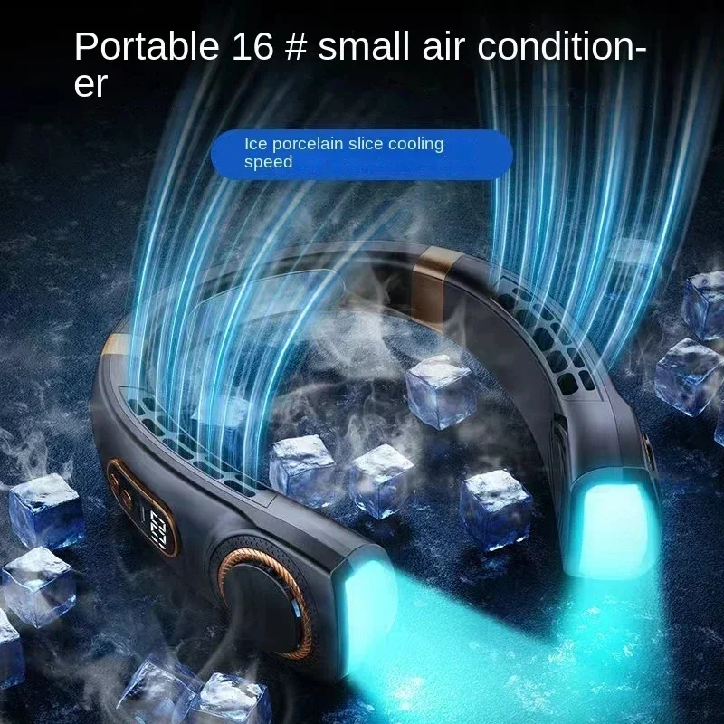 6000 مللي أمبير مروحة الرقبة صغيرة محمولة خالية من الشفرة مروحة الرقبة الصامتة USB قابلة للشحن 5 سرعات كتم مراوح تبريد الرقبة الكهربائية اللاسلكية