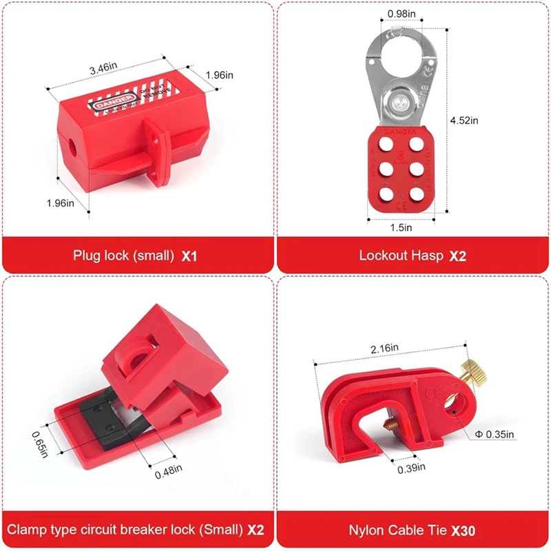 Lockout Tagout Kits Electrical, Lockout Tagout Station Safety Hasp Latch, Lockout Tags/Circuit Breaker, For Industrial, Durable