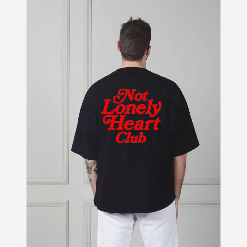 

Летняя мужская повседневная футболка Not Lonely Heart Club с принтом на спине Y2k с коротким рукавом, удобные футболки из 100% хлопка, мужские мягкие футболки