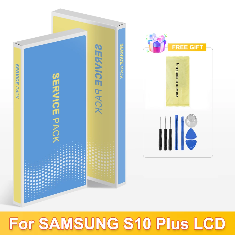 TFT untuk Samsung Galaxy S10 Plus S10 + SM-G975U G975F SM-G975W tampilan LCD layar sentuh dengan perbaikan Digitizer bingkai