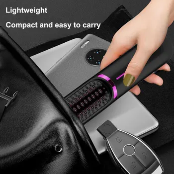 Image Wireless Straight Hair Comb 5200mAh Hair Straightening Brush Anti-Scalding Cordless Hair Straightener Brush for Hairstyler Salon