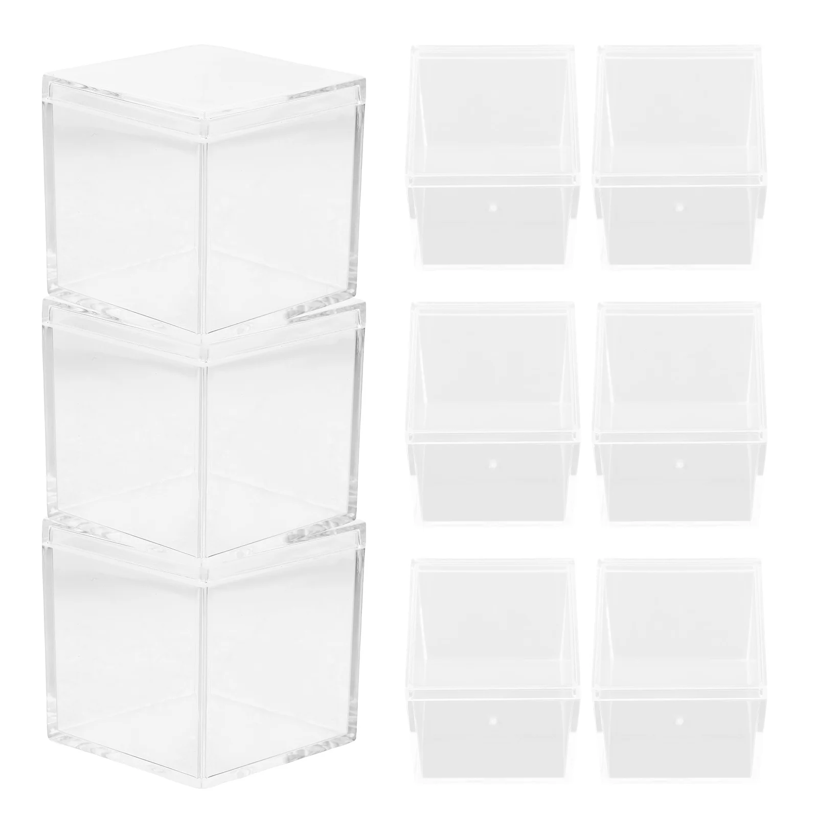 9 Pcs Small Transparent Box Square Container Candy Jewelry Case with Lids Boxes Wrapping Mini Clear Acrylic Bead