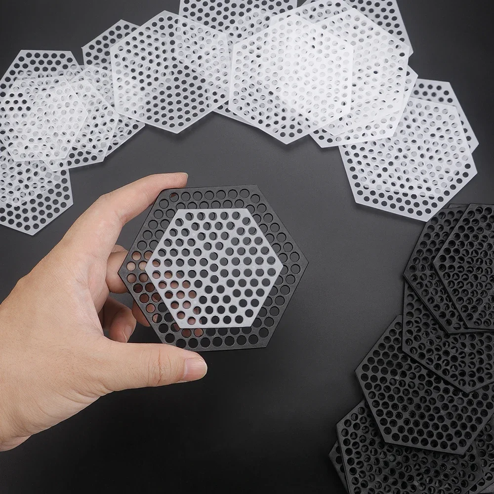 50pcs DIY Hexagon Weaving Mesh Design Pattern Accessories, Plastic Weaving Template Board for DIY Crochet Yarn & Pearls Bags - view 2