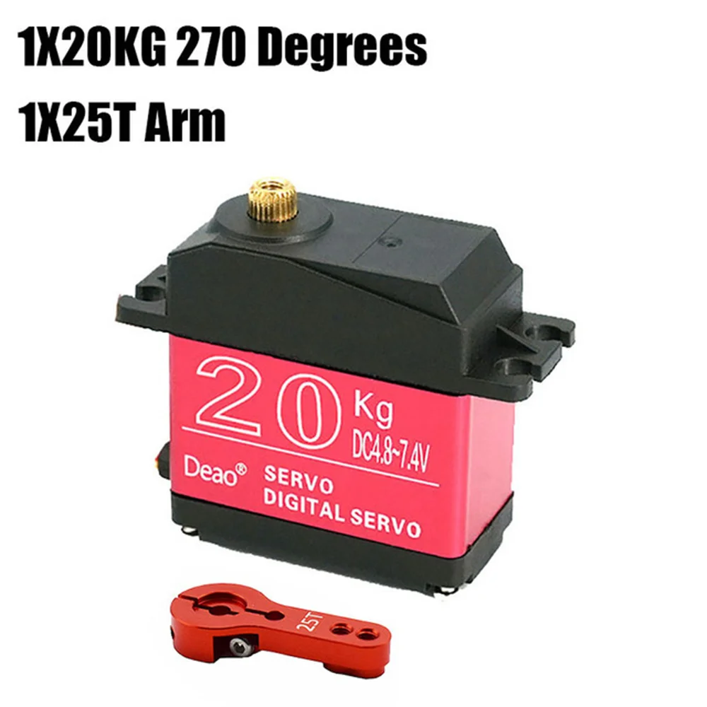 Waterproof 20KG 25KG 30KG 35KG Servo 180 Degree 270 Degree Large Torque Digital Servo Metal Gears 25T Servo Arm For RC Car Truck