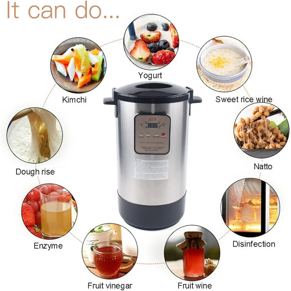 Yogurt Maker,12L Automatic, Intelligent Time Temp Control, Cheese Maker Fermenter For Yogurt, Enzymes, Dough, Fruit Vinegar