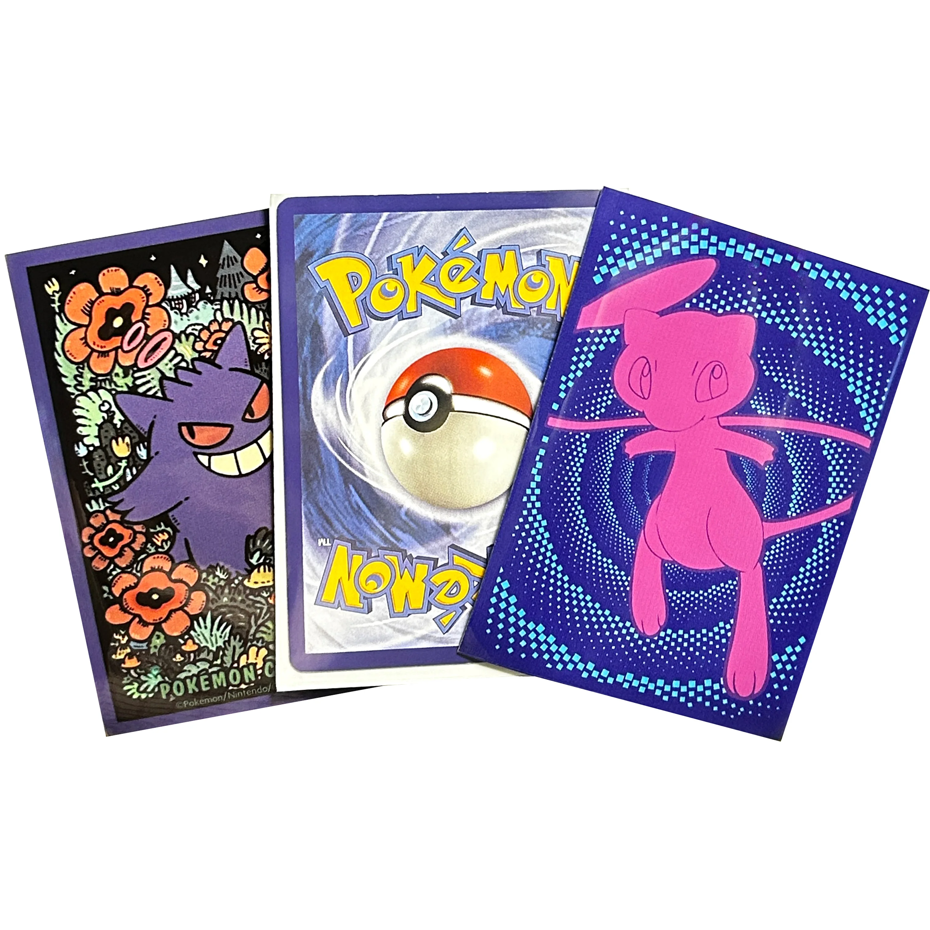 60 szt. 66x91mm Ochraniacze na karty Pokemon Cute Animes PTCG Wysokiej Jakości Karty Kolekcjonerskie Pokrowce na Gry Karciane Prezent Zabawka Gengar/Mew