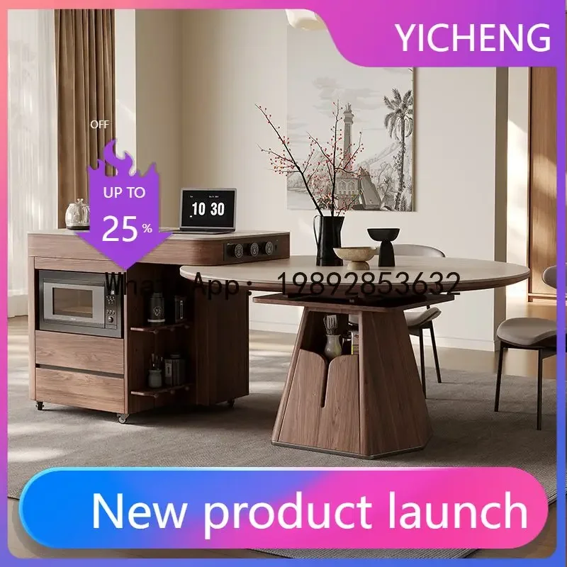 H5.18 multifunctional folding extendable square/round solid wood dining table - vintage style kitchen home table
