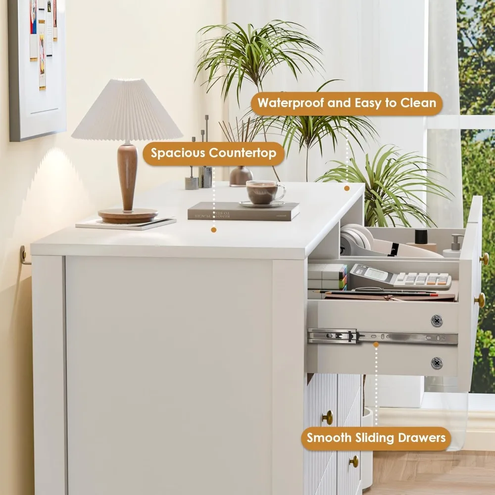 خزانة غرفة نوم حديثة مخددة ذات 6 أدراج، منظم خزانة تخزين واسعة مقاس 47 بوصة لغرفة المعيشة وغرفة البوفيه Meubles المتنقلة