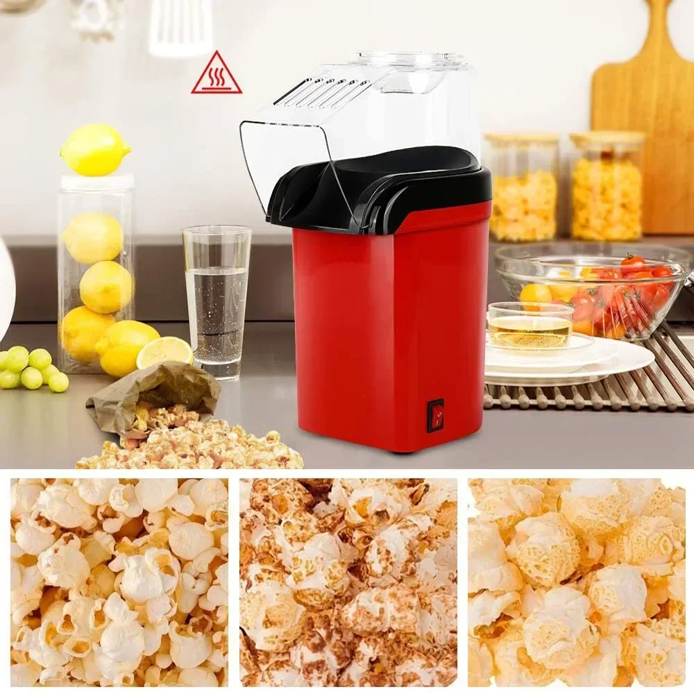 1200W Mini Popcorn Machine Plug-In Hot-Air Oil-Free Portable Popcorn Makers for Home Kitchen Party Travel