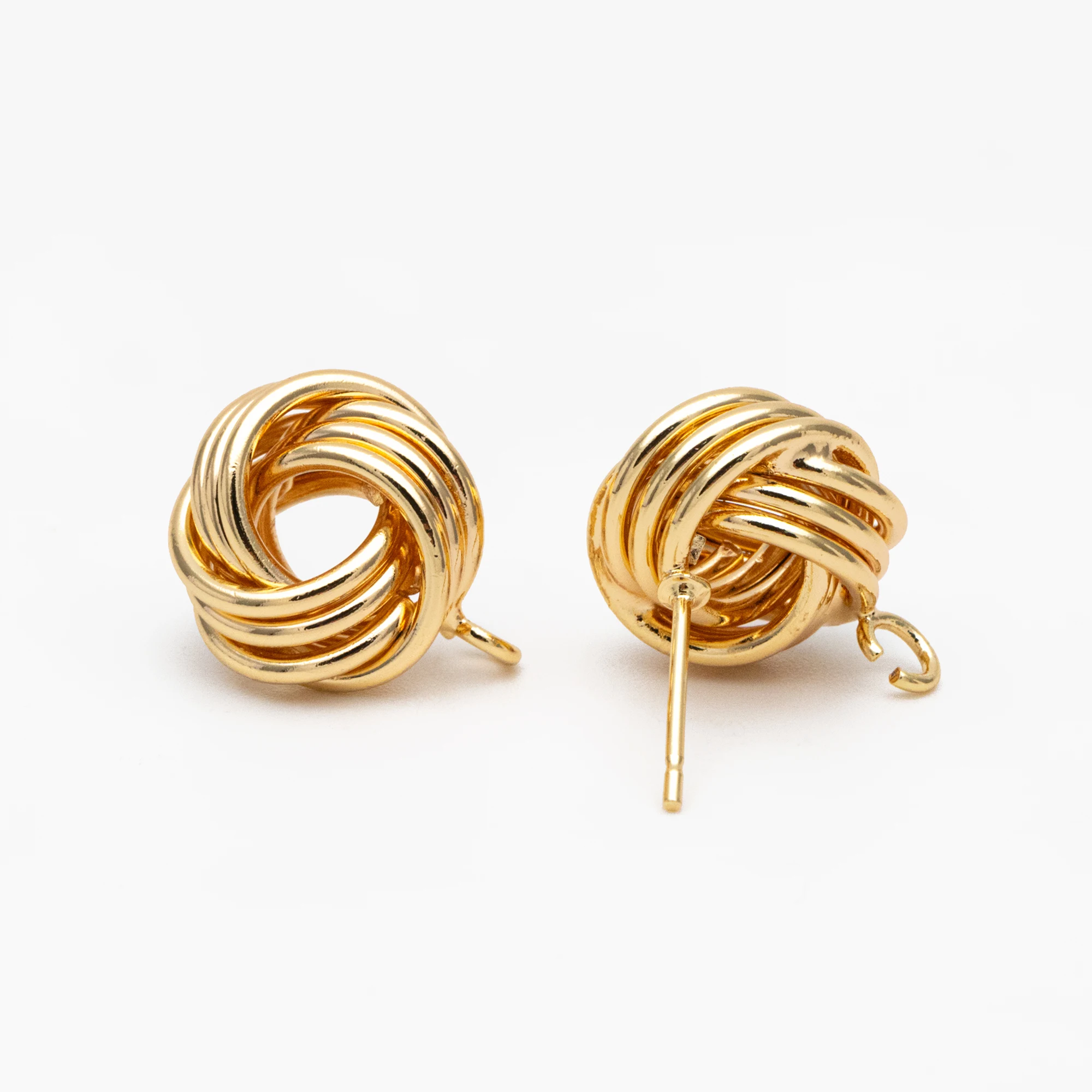 

10pcs Knot Earrings with Loop, Gold Plated Brass Knot Stud Earrings, Minimalist Ear Stud (GB-3638)
