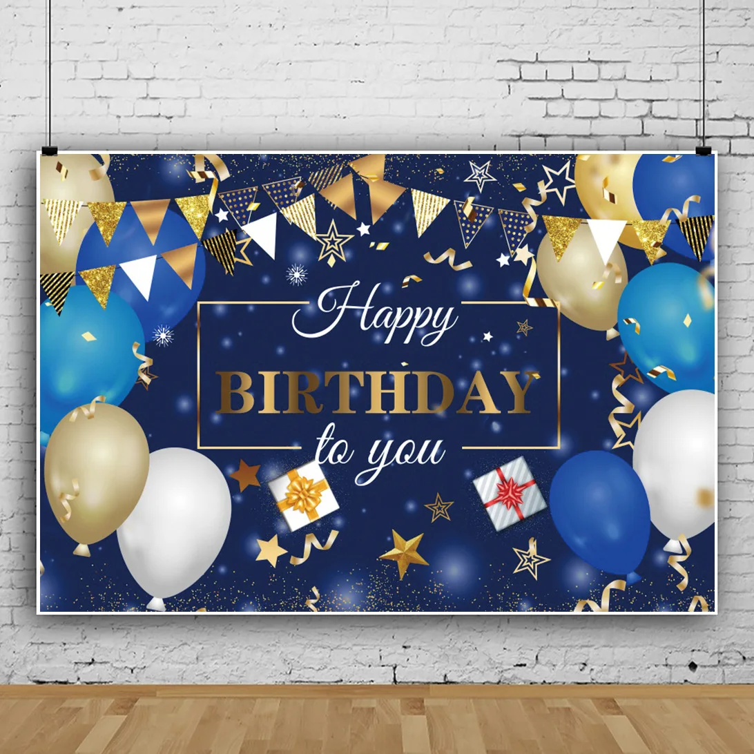 

Happy Birthday Backdrop Banner Sign Poster Large Fabric Confetti Poppers Sign Birthday Photo Backdrop Background for Birthday