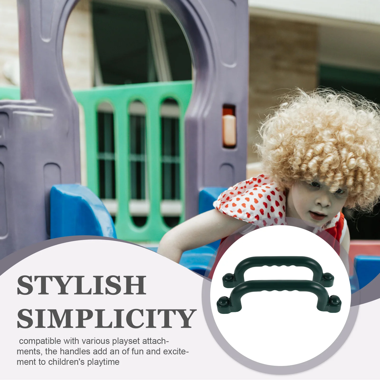 مجموعة واحدة من مقابض ملعب الأطفال، قضبان أمان بلاستيكية، مجموعة ألعاب مرفقة لإطار التسلق الداخلي والخارجي، مجموعة قبضة بديلة