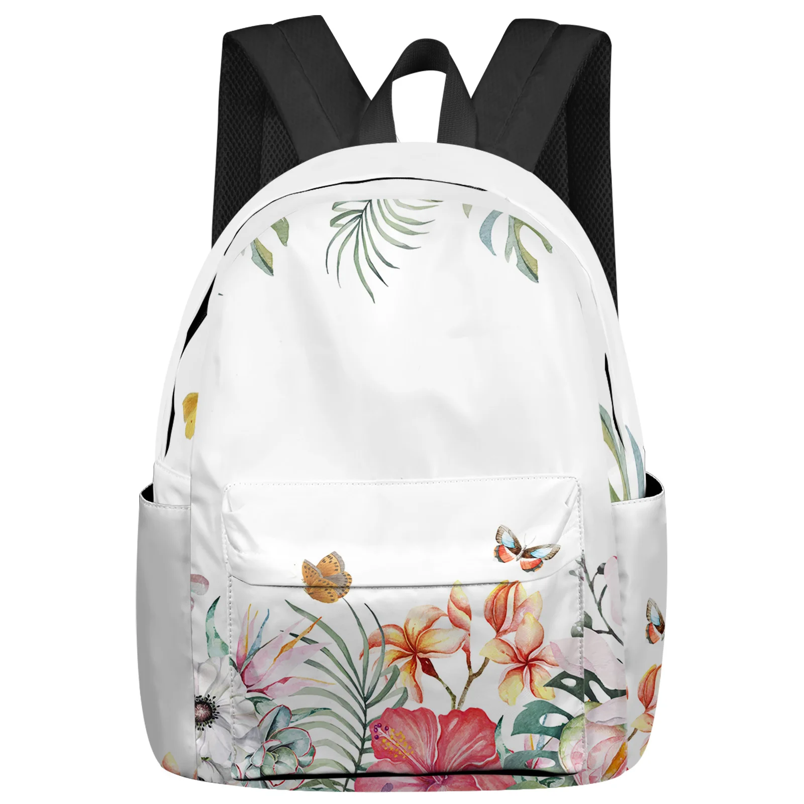 

Pastoral Style Tropical Flowers Butterfly Backpack Teenagers Student School Bags Laptop Bag Women's Casual Travel Backpack