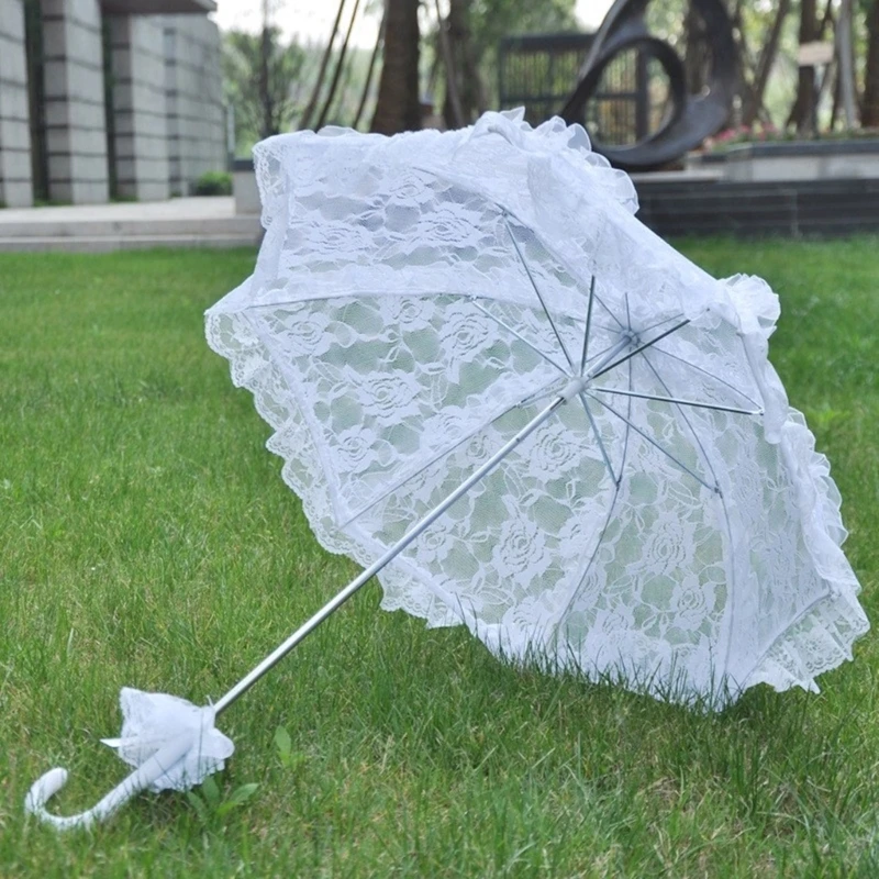 Koronkowy parasol Eleganckie koronkowe parasole na imprezę plenerową Rekwizyty fotograficzne Dekoracyjny parasol Koronkowe parasole do ogrodu