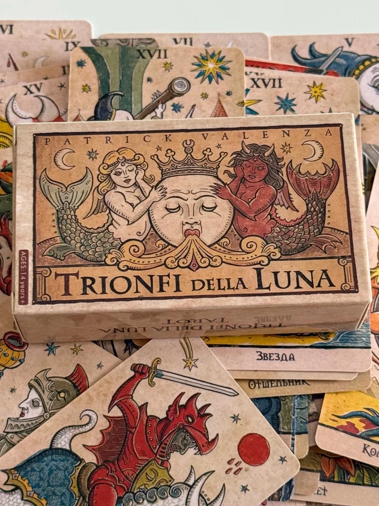 Russian Version  Trionfi Della Luna Tarot Cards Fully Illustrated 82 card Tarot Deck Inspired By Marseilles Style