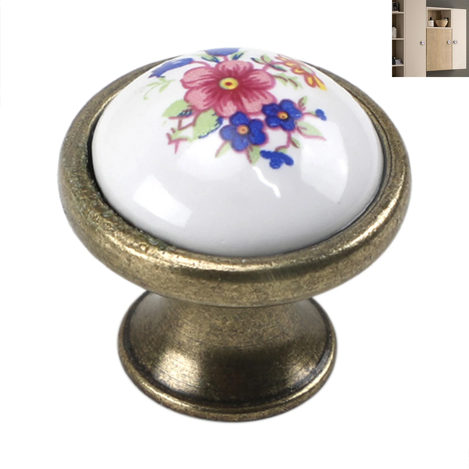 

Vintage Flower Ceramic Knobs Single Hole Dresser Knobs Cabinet Closet Door Ceramic Knobs Suitable for Doors Closet Drawers