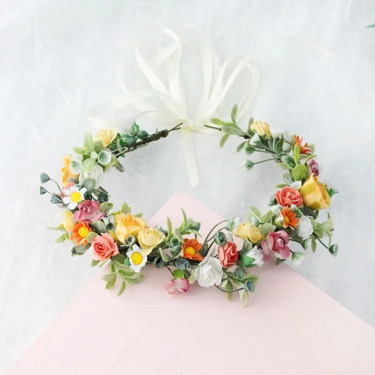 Spring Bohemian Flower Crowns For Women Girls Flower Headbands Bride Headpieces Floral Garland Wedding Wreaths Party Headwear