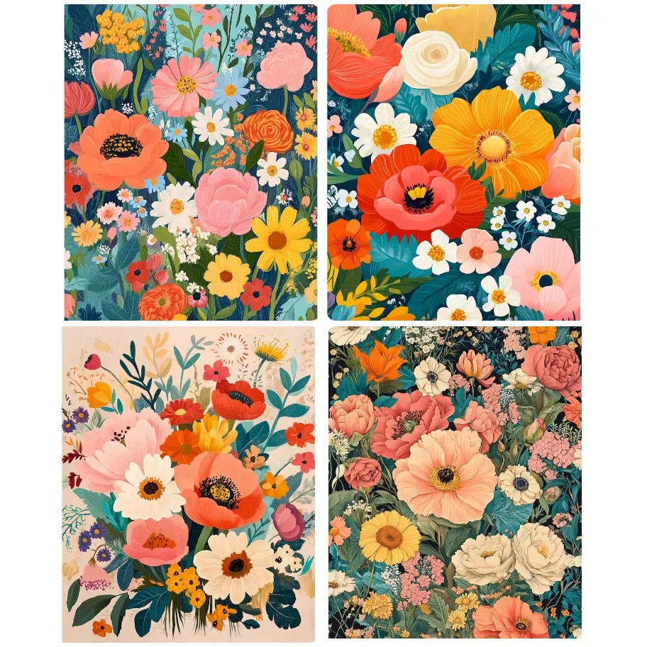 quebra-cabeca-floral-vibrante-diy-crisantemos-em-tons-pasteis-e-estilo-aquarela-para-decoracao-de-parede-em-casa