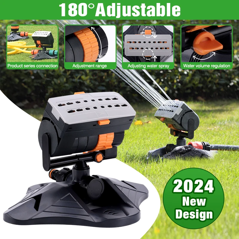 

2024 Upgrade Automatic Lawn Swing Sprinkler 180° Rotation Adjustable Large Area Garden Yard Water Sprinkler Irrigation System