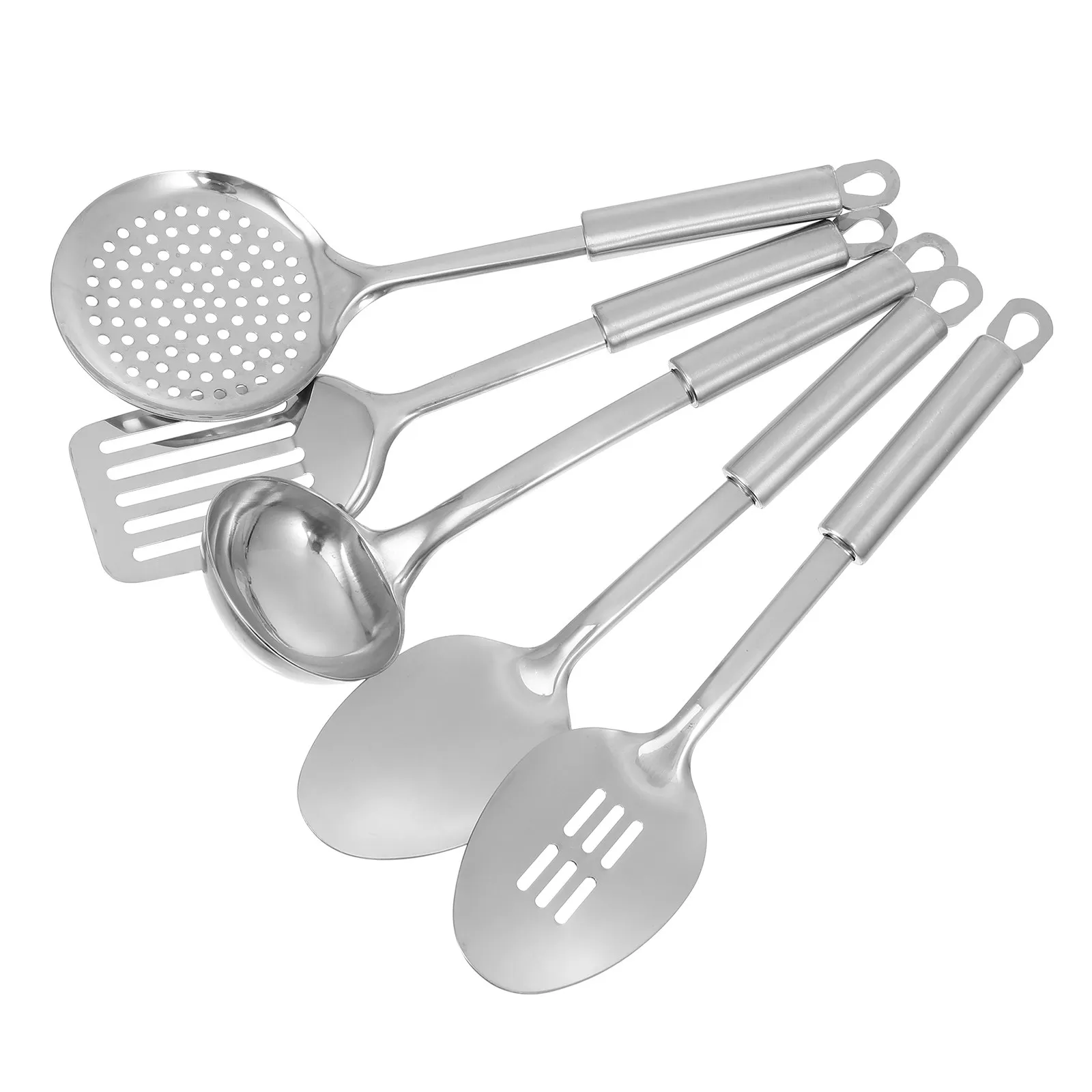 Silver Kitchen Wares Set Serving Utensils Metal Cooking Tools Accessories Stainless