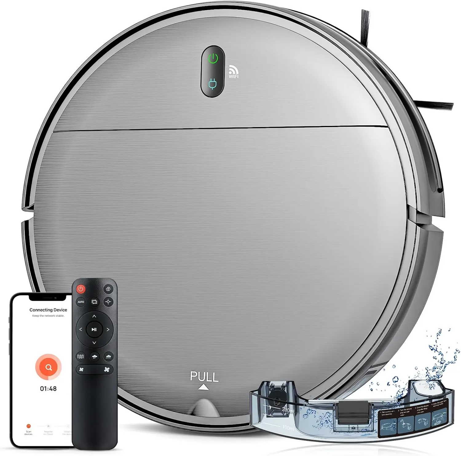 

2-in-1 Robot Vacuum & Mop, Smart Scheduling, Strong Suction, Slim 2.87", Self-Charging, Ideal for Pet Hair & Hard Floors