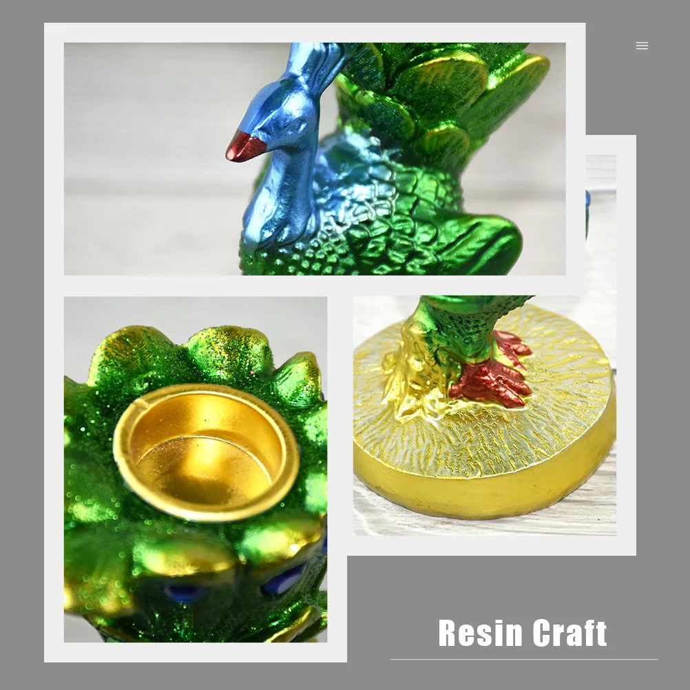 

1Pcs Simulation Peacock Candlestick Creative Resin Craft European Candleholder Home Table Decoration Creative Candlestick