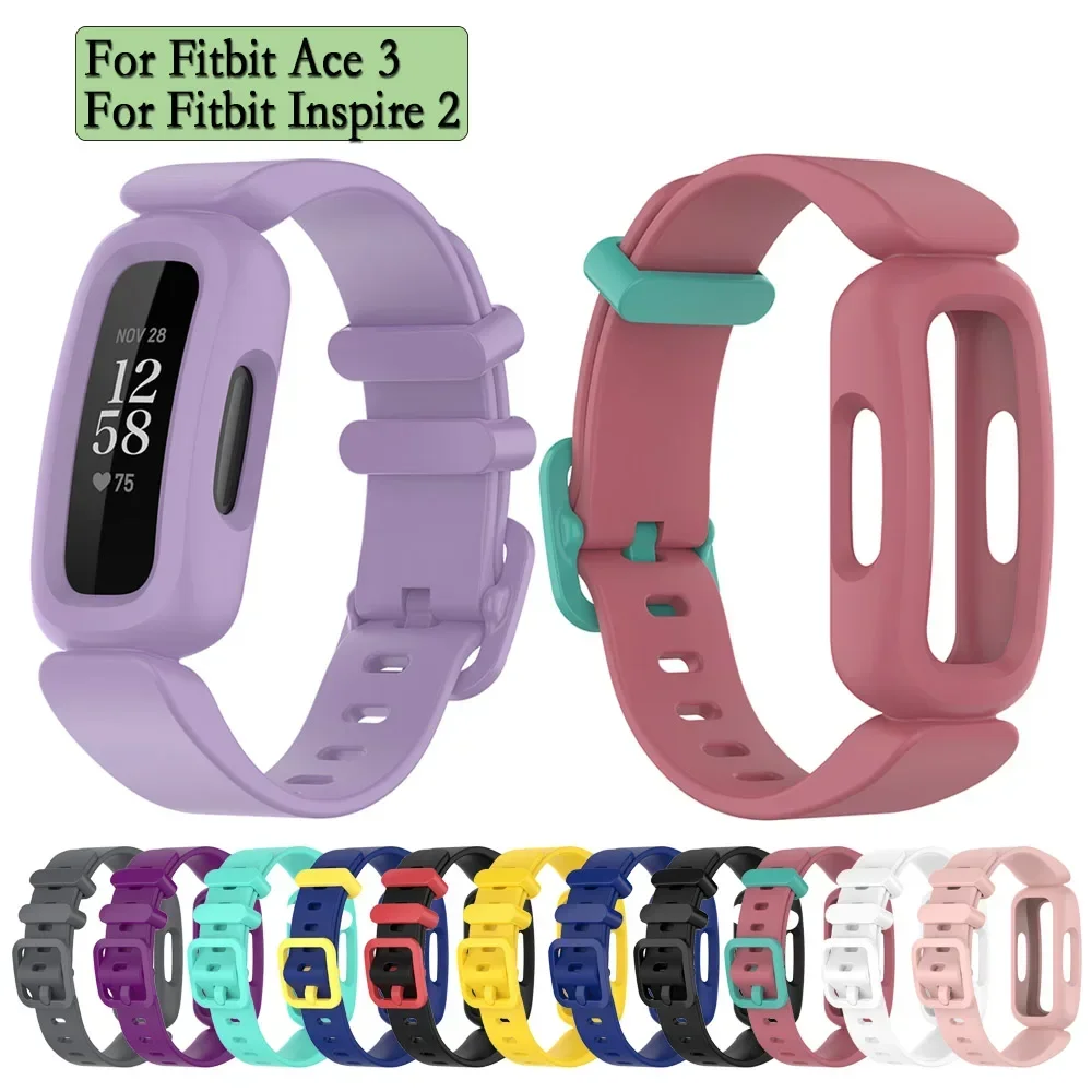 Soft Silicone Sport Wristbands For Fitbit Ace 3 /Inspire 2 Smartwatch Band Replacement Watchband Adjustable Bracelet Band