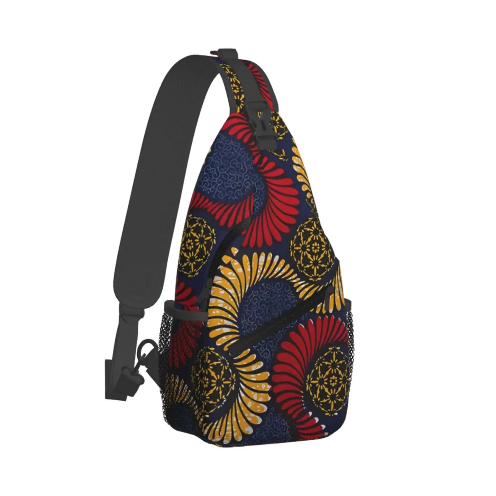 Serpent African Ankara Print Sling Backpack Chest Bag Waterproof Crossbody Travel Hiking Daypack for Women Men Shoulder Bag