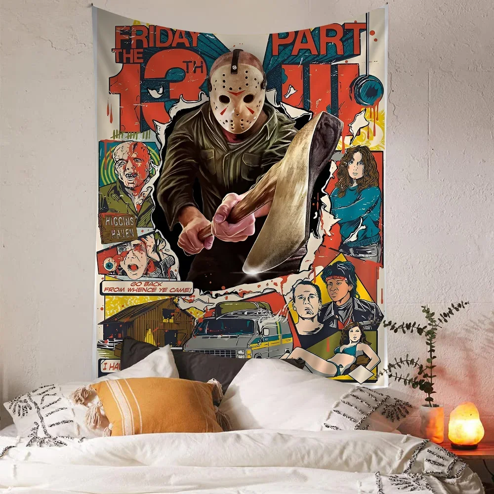 Horror Movie F-Friday T-the 13th Hanging Bohemian Tapestry Hanging Tarot Hippie Wall Rugs Dorm Wall Hanging Home Decor