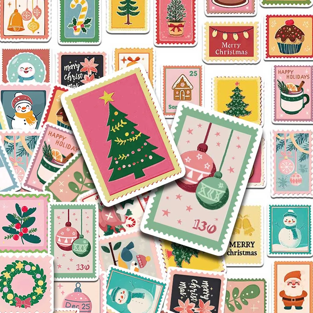 50 stücke Weihnachten Stempel Graffiti Aufkleber Aufkleber Für Telefon Brief Sammelalbum Koffer Skateboard DIY Cartoon Wasserdichte Aufkleber