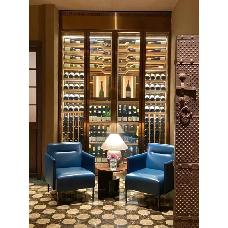 Customize.Restaurant bar Decoration Stainless Steel Thermostatic Wine Cabinet Storage Wine Display Cabinet