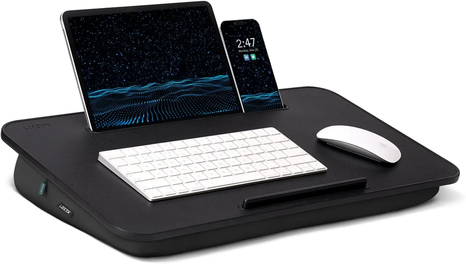 

Portable Laptop Desk with Cushion for Bed, Couch & Floor - Washable, Fits 17.3" Laptops, Built-in Slots for Phone/Tablet