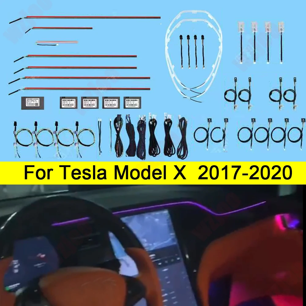 Ambient Light L For Tesla Model X S 2017 2018 2019 2020 2021 2023 ED Atmosphere Lamps Car Interior Symphony RGB APP control