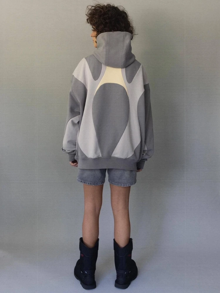 2024 autumn and winter new men's and women's fashion Y2K Harajuku sportswear contrasting street style pocket hoodie