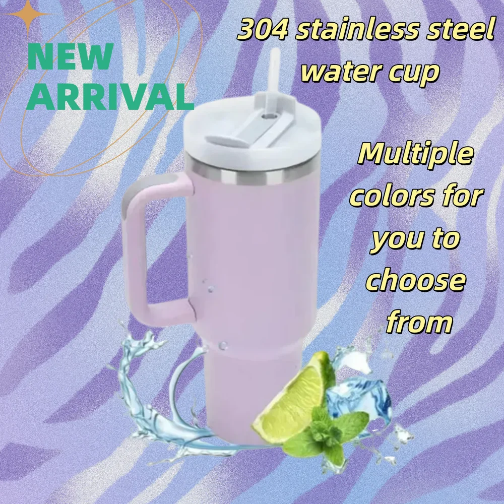 

1200ml Insulated Tumbler With Lid and Straws304 Stainless Steel Coffee Tumbler with Handle Vacuum Leak Proof Coffee Cup