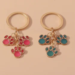 Cute Enamel Cat Paw Keychain Footprint Key Ring Pendant for Car Key Holder Women Girls Handbag Decor DIY Jewelry Accessories