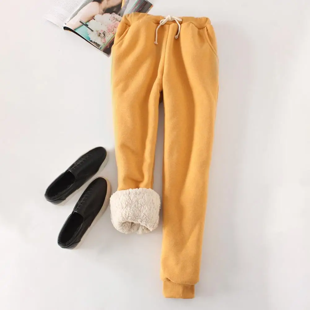 Durable Sporty Pants Cozy Velvet Lined Jogger Pants for Women High Waisted Fleece Sweatpants with Adjustable for Women