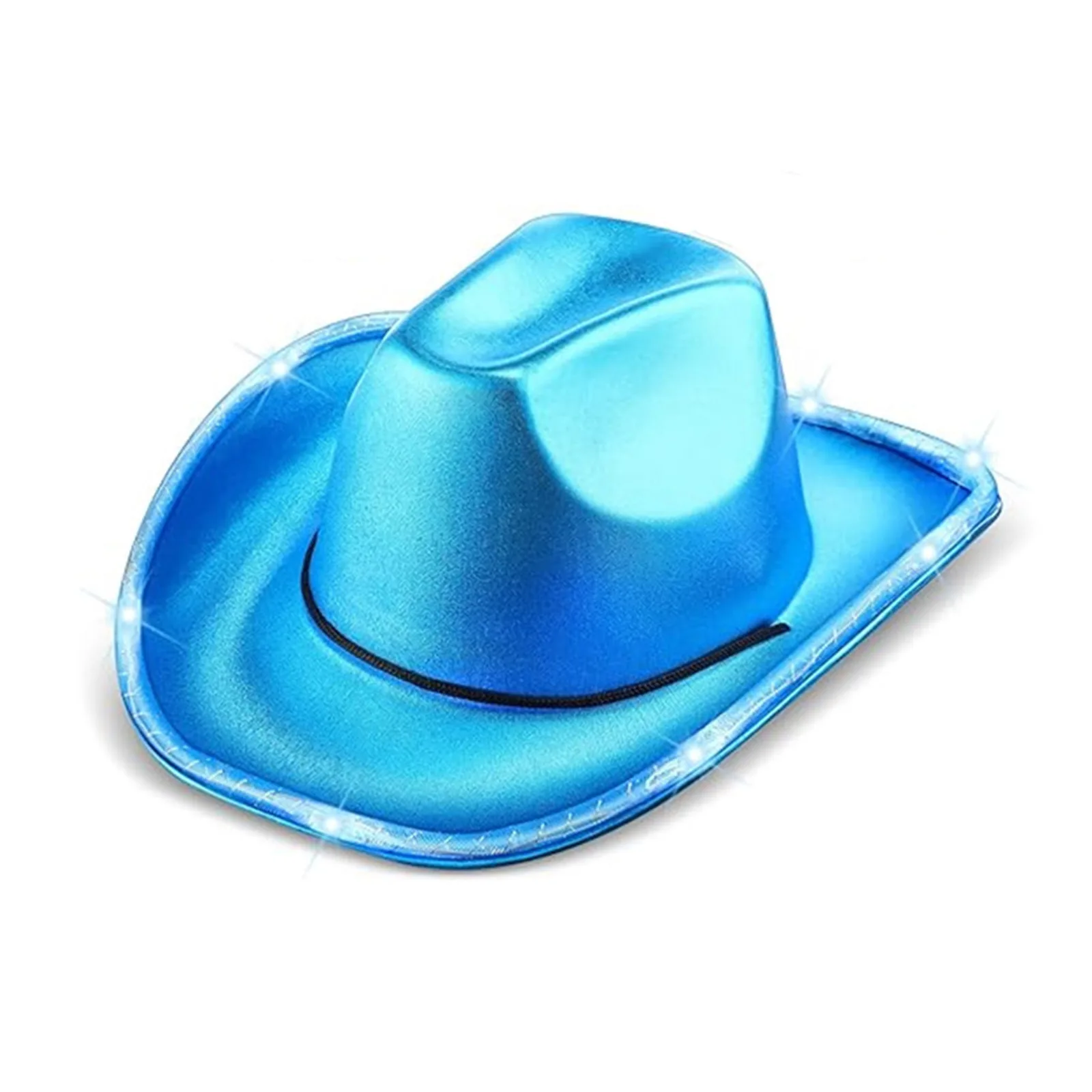 Unisex Womens Mens Wide Brim Halloween Gilded Cloth Illuminated Cowboy Hat Costume Accessory Stylish Solid Cowgirl Hats