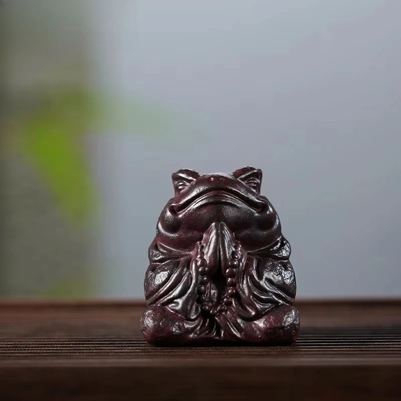 Yixing Zisha Toad Immortal Tea Pet Japanese Tea Sculpture Tea Figurine Play Toys Tea Statue Ornaments Drinkware Craftsmanship